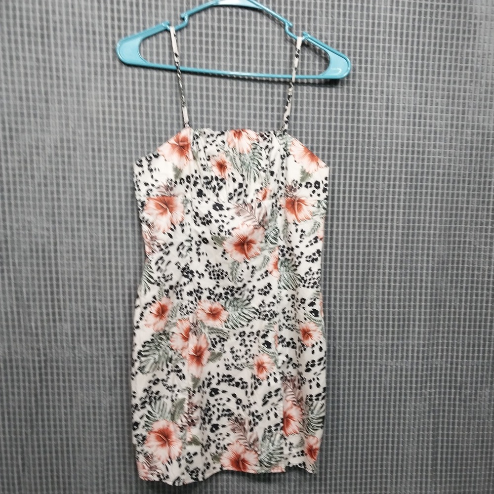 SHEIN Women‎ Mini Dress Tropical Floral Leopard Print Bodycon Size S Multicolor